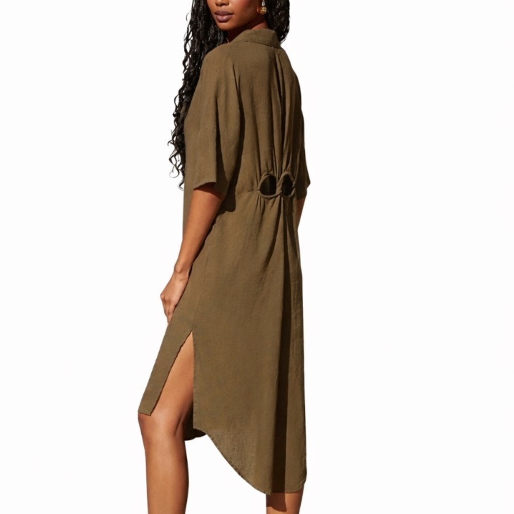 The Lucia Sheer Midi Dress by Anthropologie:
Linen Edition Button Front Shirt